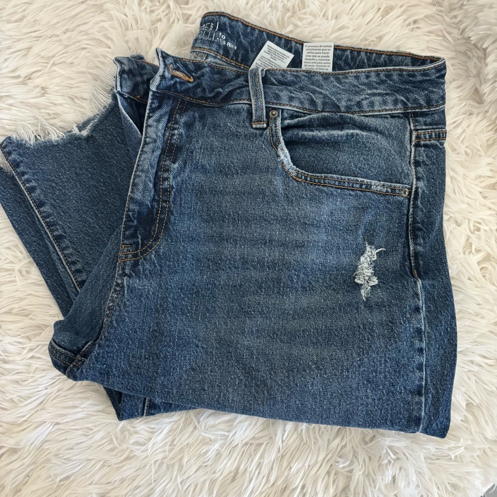Time and Tru Blue Straight Leg Jeans Distressed Style